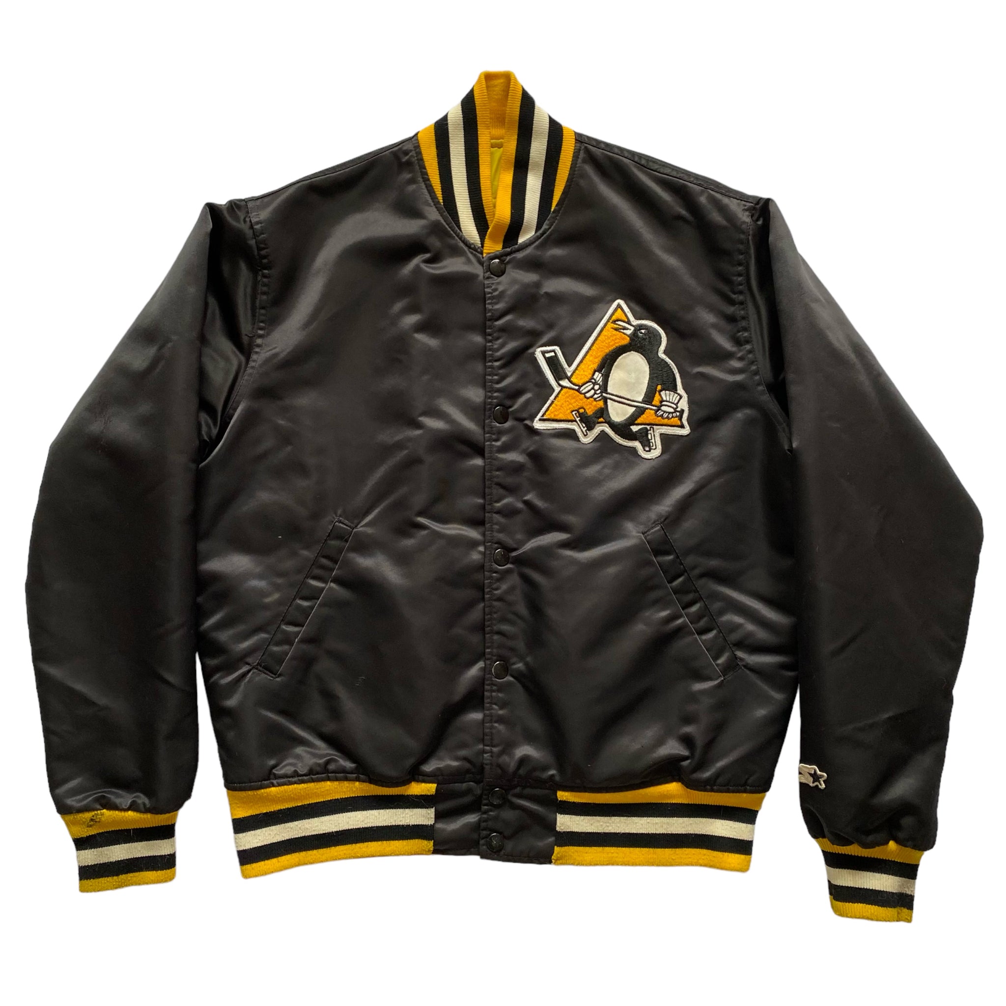 80年代後期　NHL ピッツバーグペンギンズ　サテンジャケット　スターター　L pittsburgh-penguins-nhl-home-