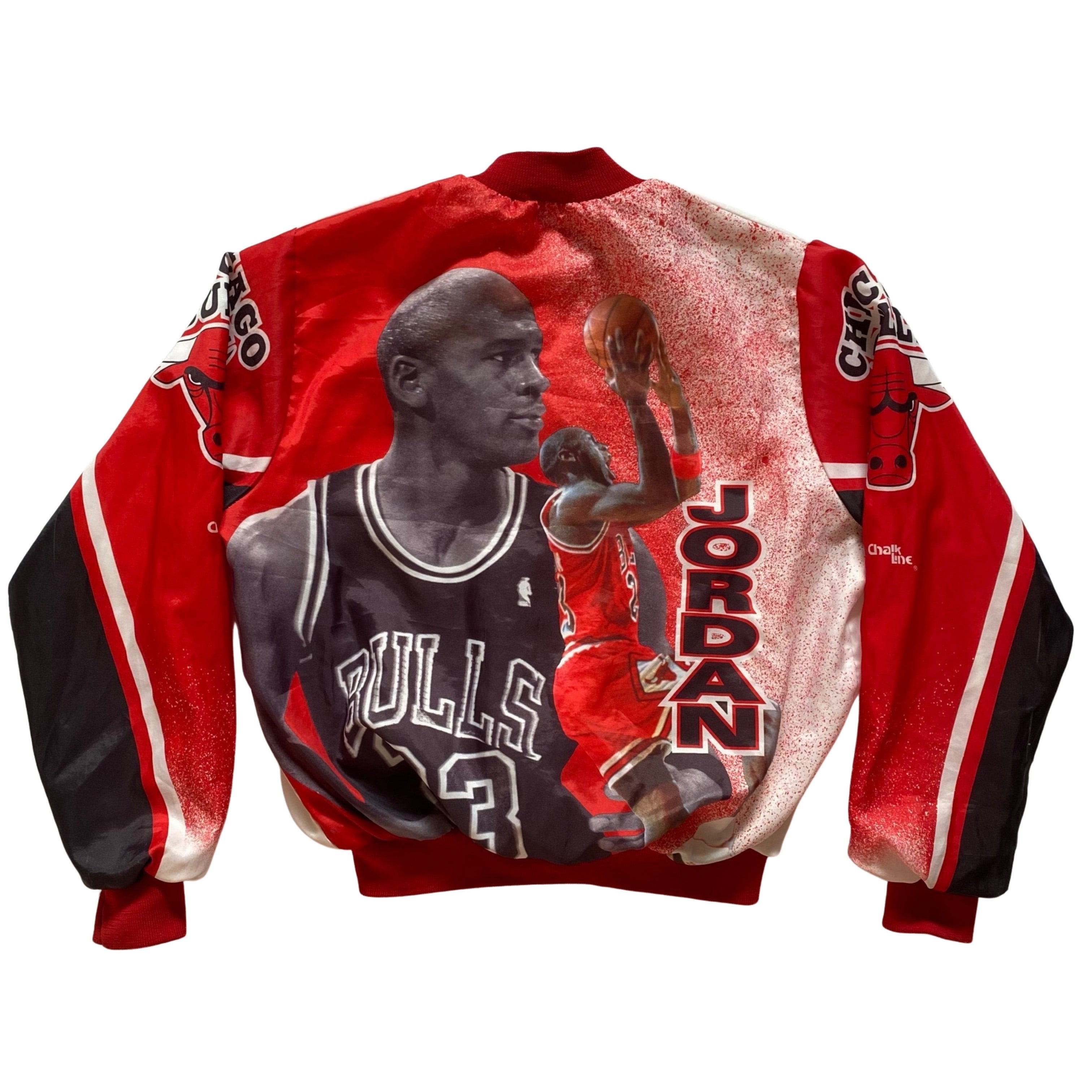 Vintage 90s Chicago Bulls NBA Chalk Line Black Embroidered Puffer