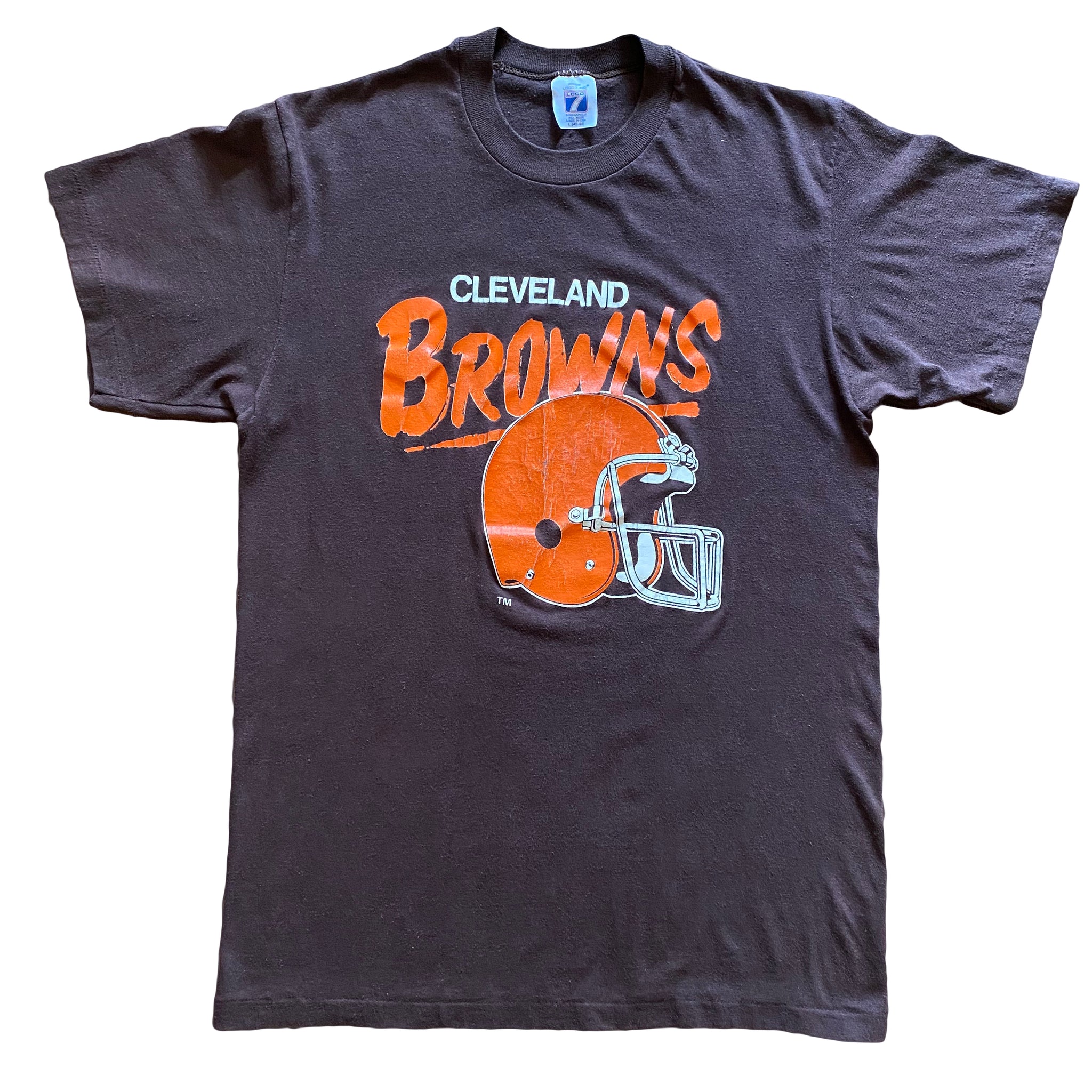 古着　Cleveland Browns ヘルメットTシャツ Mサイズ Cleveland Browns Beer Helmet Dog T-Shirt - Vintage Cleveland