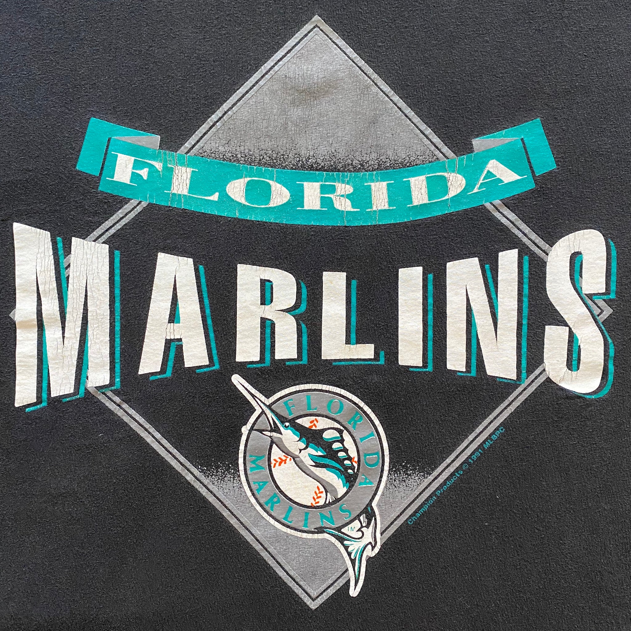 Florida Marlins Vintage Logo Tee Shirt (XLarge) Miami Marlins A2
