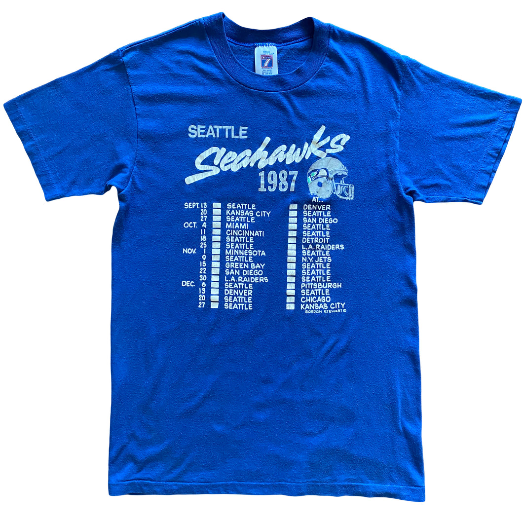 80s Seattle Seahawks 1987 Schedule T-Shirt